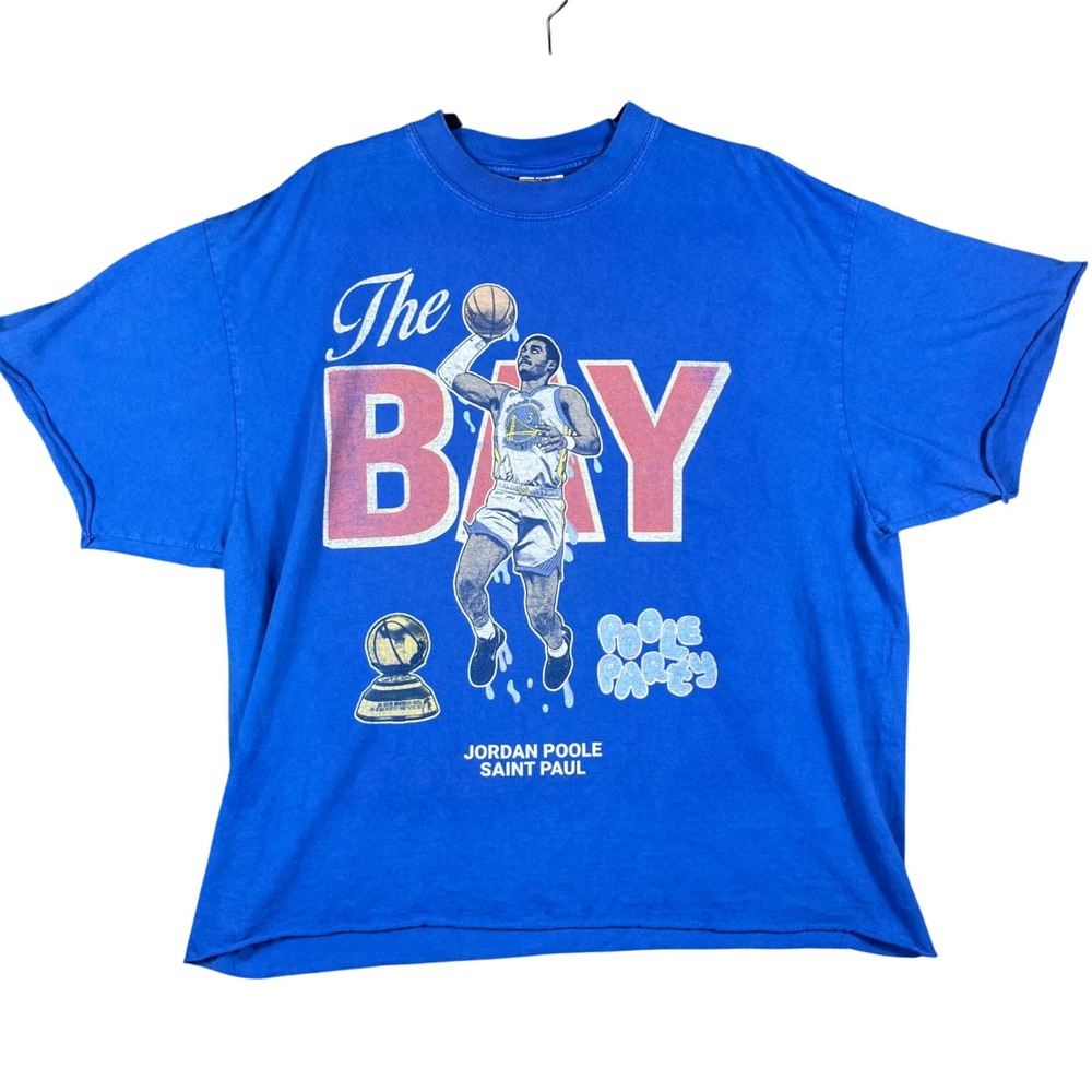 Shaka Wear Jordan Poole Graphic Tee Mens XL Blue The Bay Poole Party Heavyweight